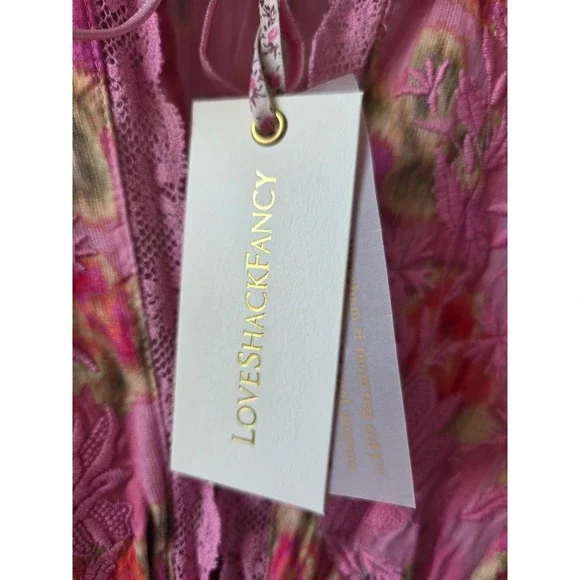 NWT LoveShackFancy Clarkie Mini Dress XS Pink Floral 100% Cotton Ruffle Smocked - Picture 10 of 11